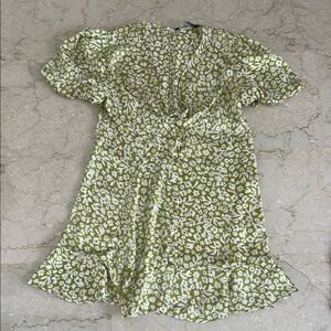 Zara Olive and White Floral Dress
